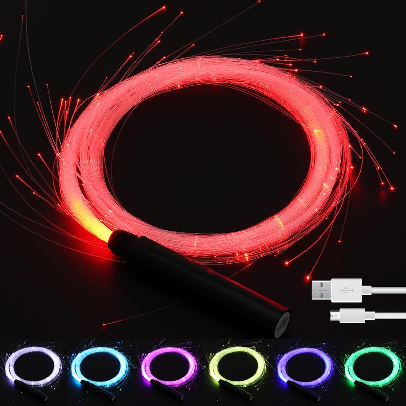 LED Fiber Optic Whip USB Rechargeable Dance Whip Toys 10 Colors 36