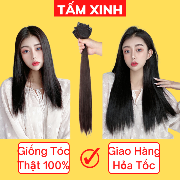 Wig, hair female wig clip clay 3 strip beautiful straight high-end thickening wig, quality hair natural soft beautiful, slim figure wig female clip-lightning strip straight