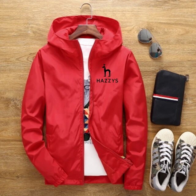 Men's Jacket Harajuku HAZZYS Style Jacket Men's Sun Protection Ultra Thin Large Size Windbreaker Sportswear Zipper Jacket S-7XL
