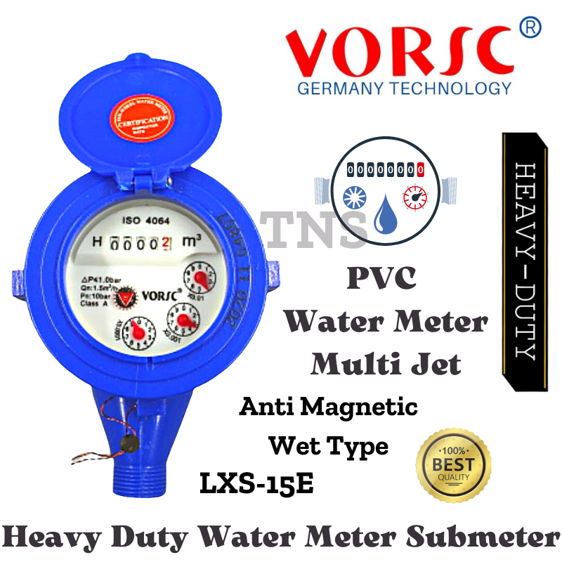 VORSC Water Meter PVC / Metal Digital 15mm Household Water Sub Meter