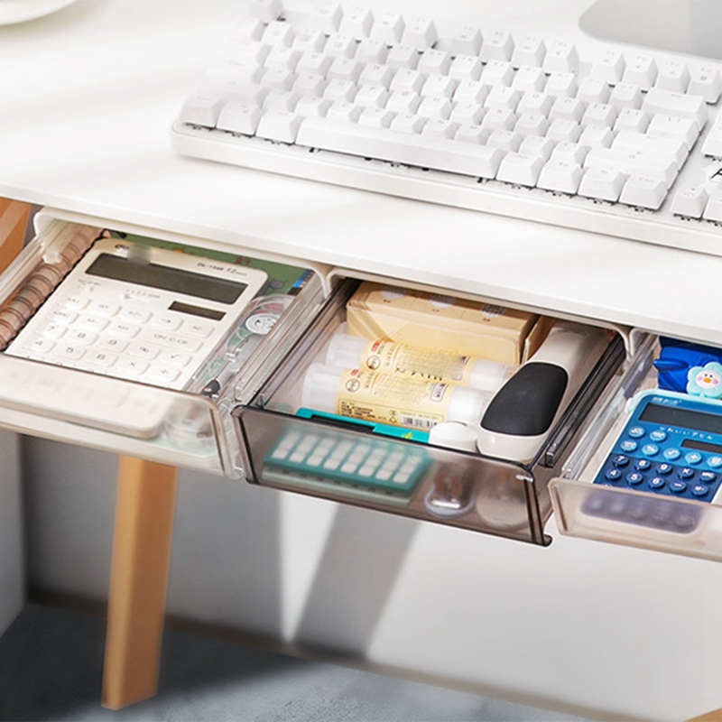 Under Desk Drawer Organizer No-Punch Strong Under Table Storage Box Grocery Storage