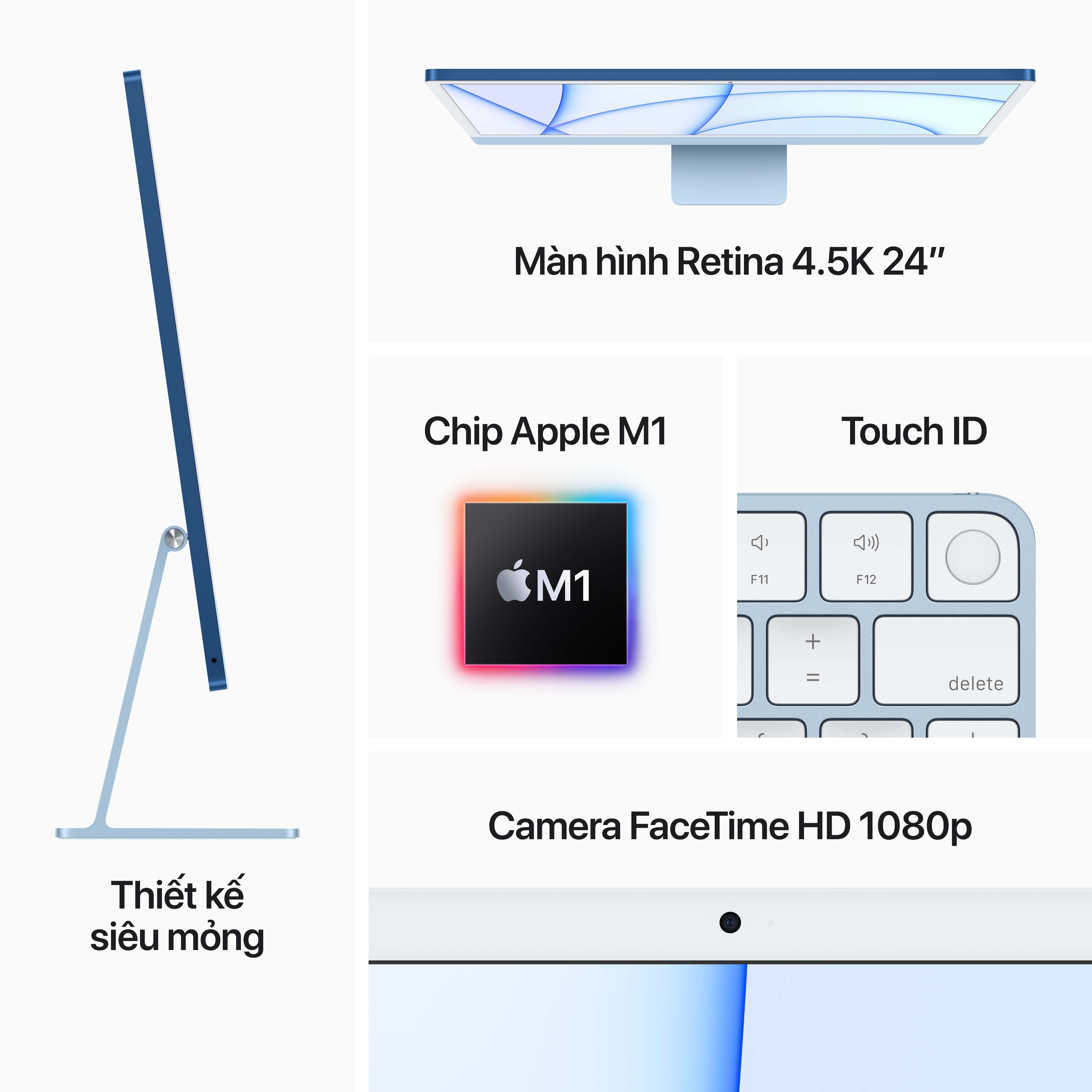 iMac 24 inches 2021 4.5K M1/256GB/8-Core GPU - Hàng Chính Hãng