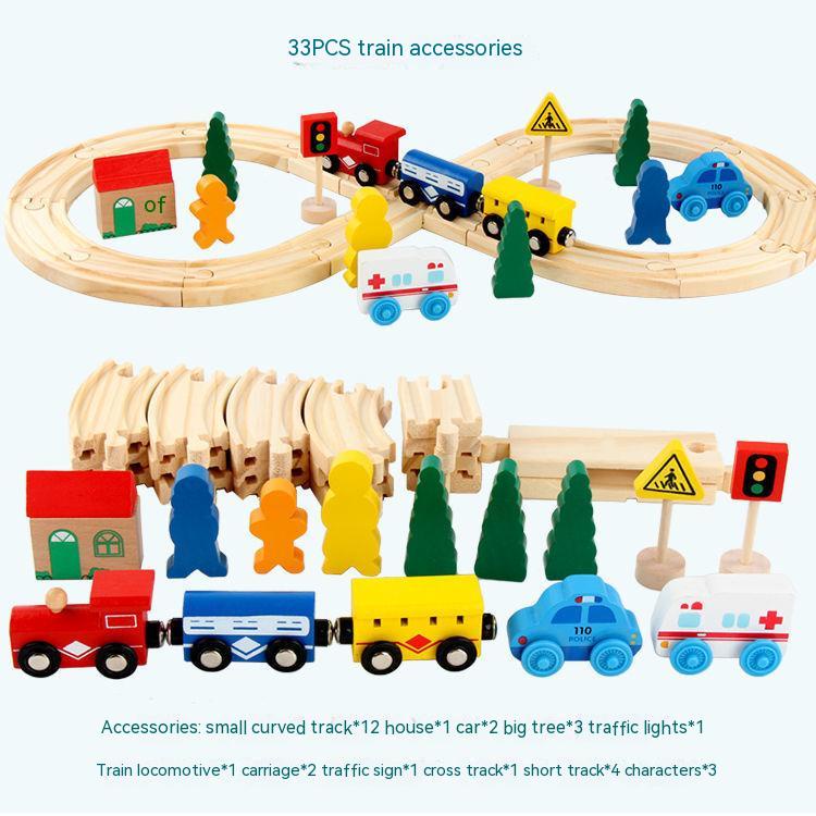 Đồ Chơi Lắp Ráp Đường Ray Xe Lửa Bằng Gỗ Cho Bé
