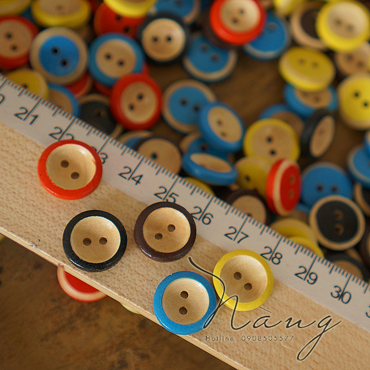 Set 50 Nút Gỗ Tự Nhiên Nút Gỗ Màu (15mm) - Mẫu 4