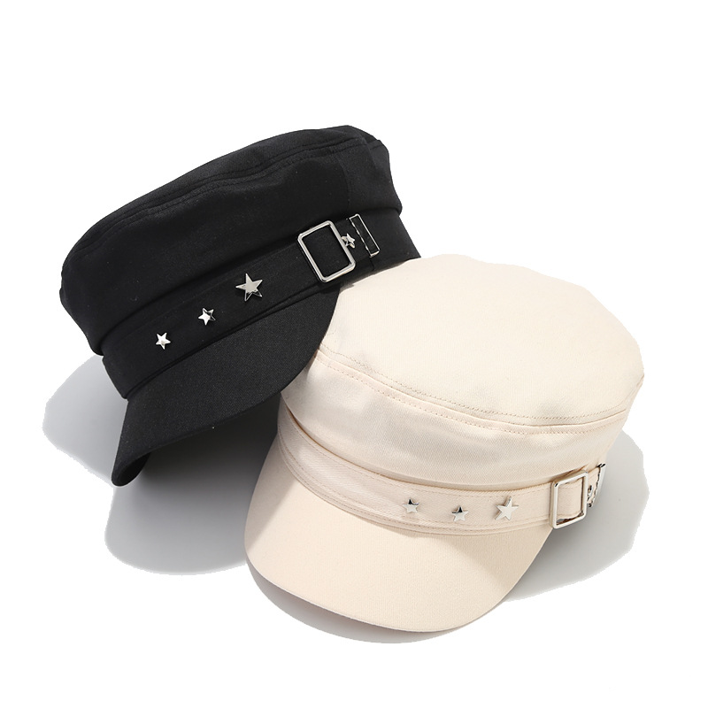 Flat Top Beret Hat British Style Painter Hat Spring Beret Cap Star Beret Hat Flat Top Caps Vintage Beret Hat