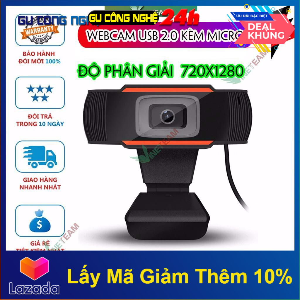 Webcam HD 720p kẹp màn hình - Thu hình cho máy tính, pc, TV, để bàn - dạy học trực tuyến- học online -dc4062