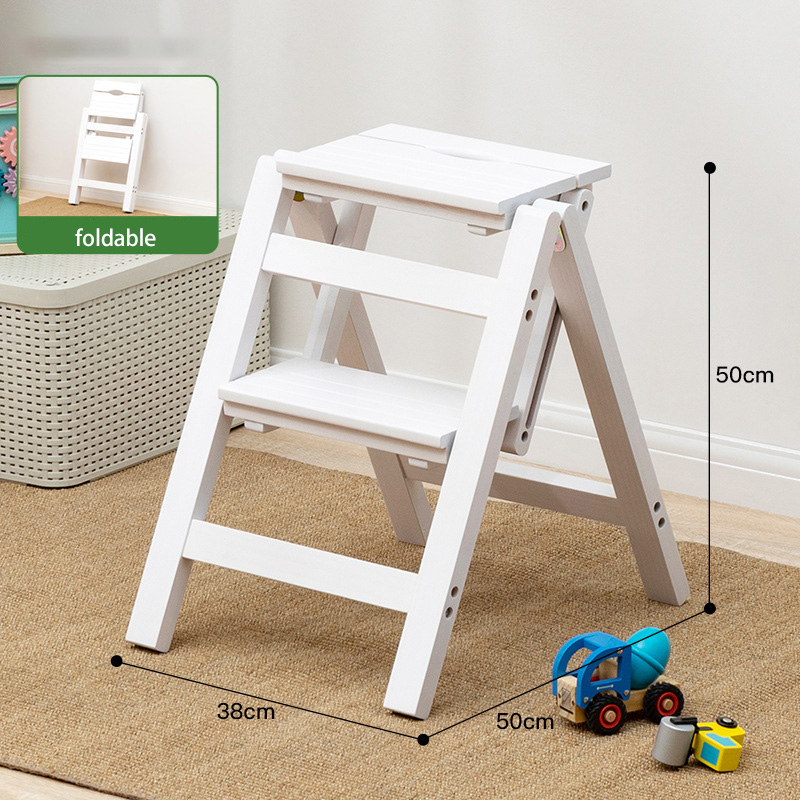 Multifunctional solid wood folding ladder chair household ladder chair dual use ladder stool indoor stair stair