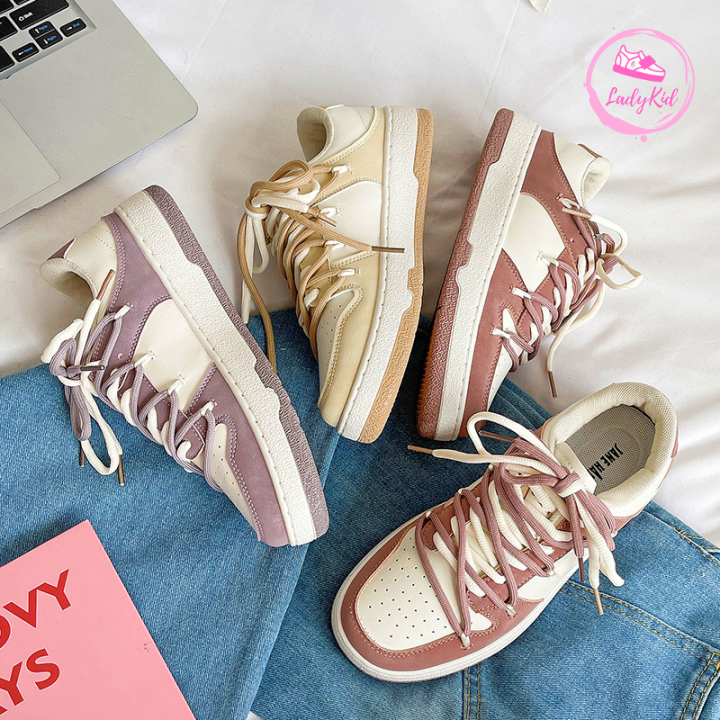 Giày nữ ,Giày Thể Thao Nữ Màu Basic Chất Liệu Da Mềm LADYKID 68790