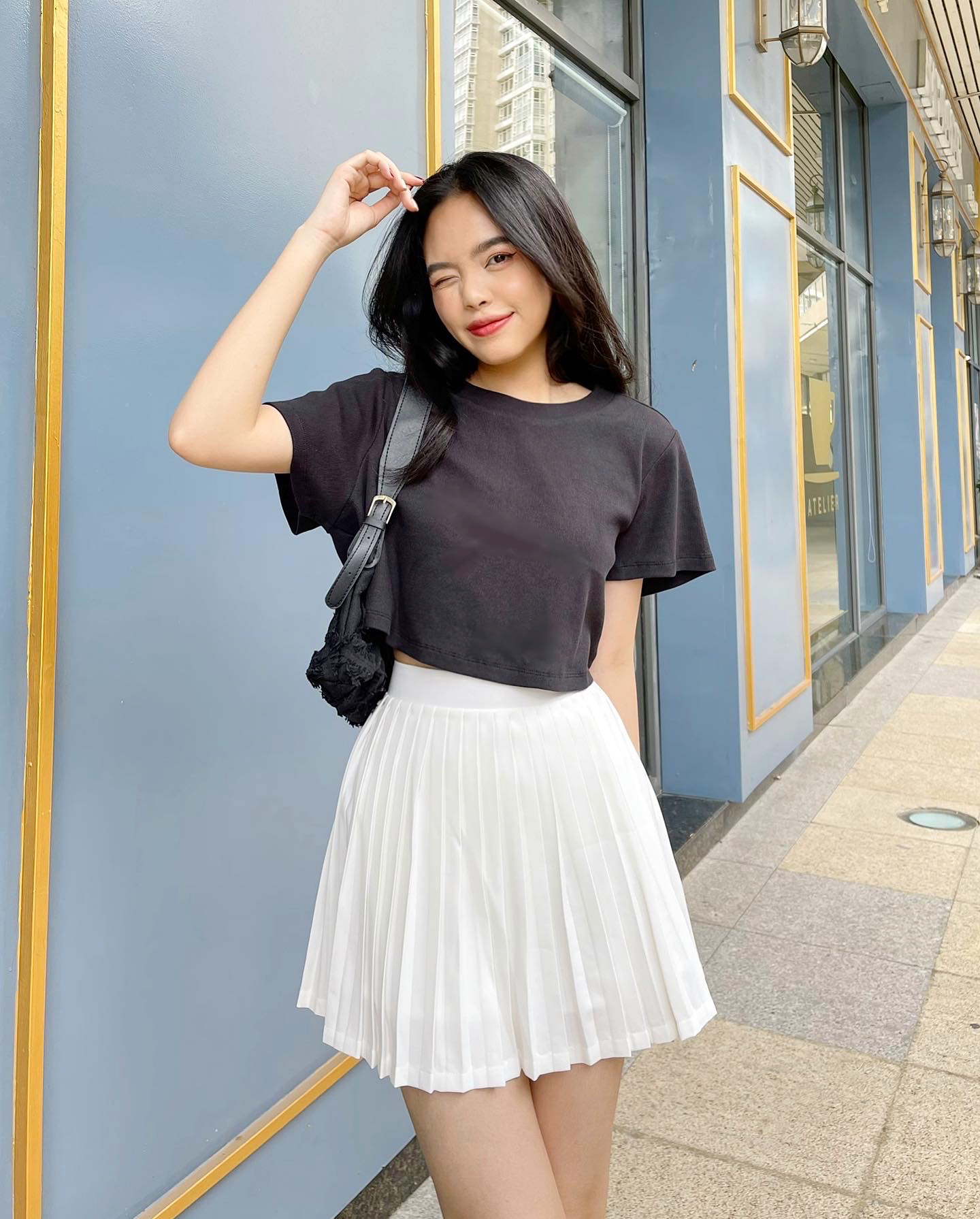 Áo crop-top tay ngắn cổ tròn | BASIC CROP-TOP - CLÉLIE