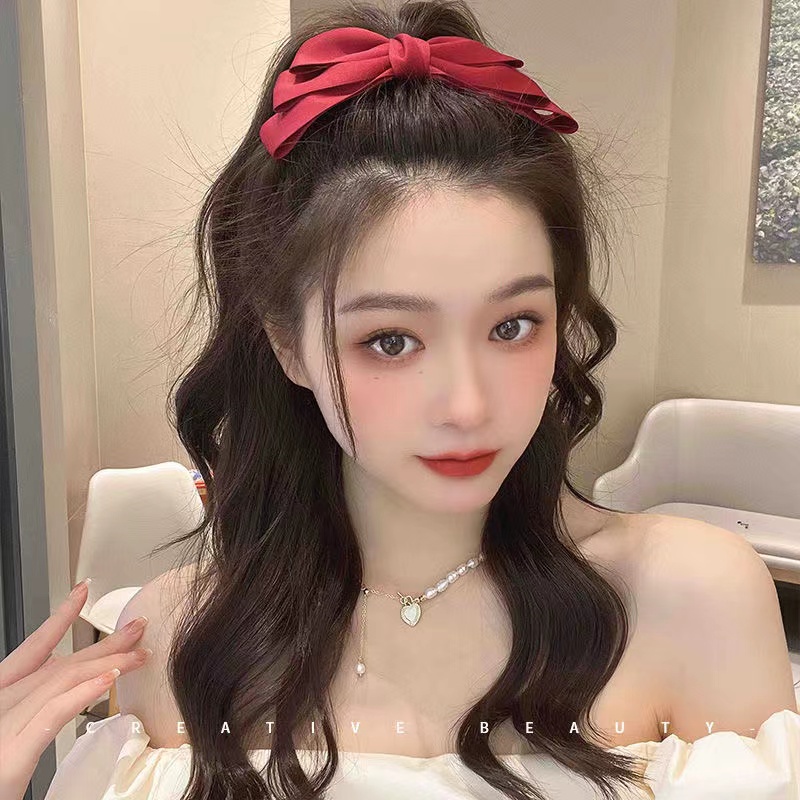Kẹp tóc nơ ba lớp thoát hiểm kiểu công chúa đáng yêu