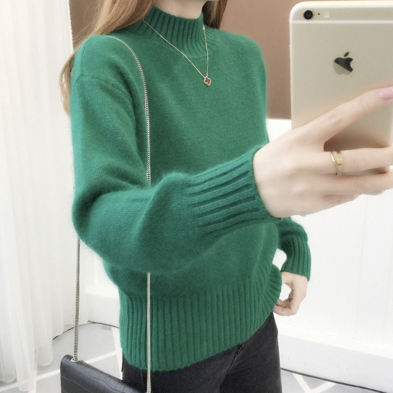 Autumn and Winter New Sweater Women's High Neck Pullover Thickened Korean Loose Short Sweaters & Cardigans