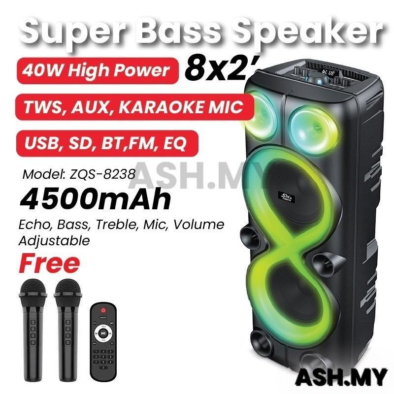 ORIGINAL ZQS8238 wireless bass sound 40W power dual 8 inch speaker