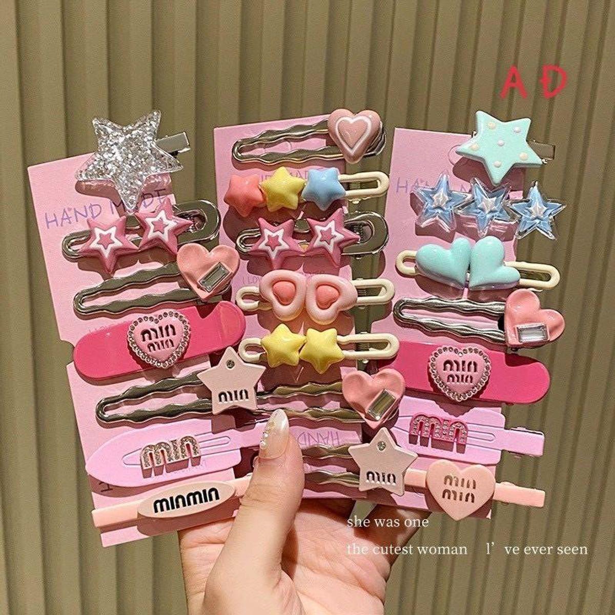 Set kẹp tóc 7 chi tiết màu hồng siêu xᶖnh