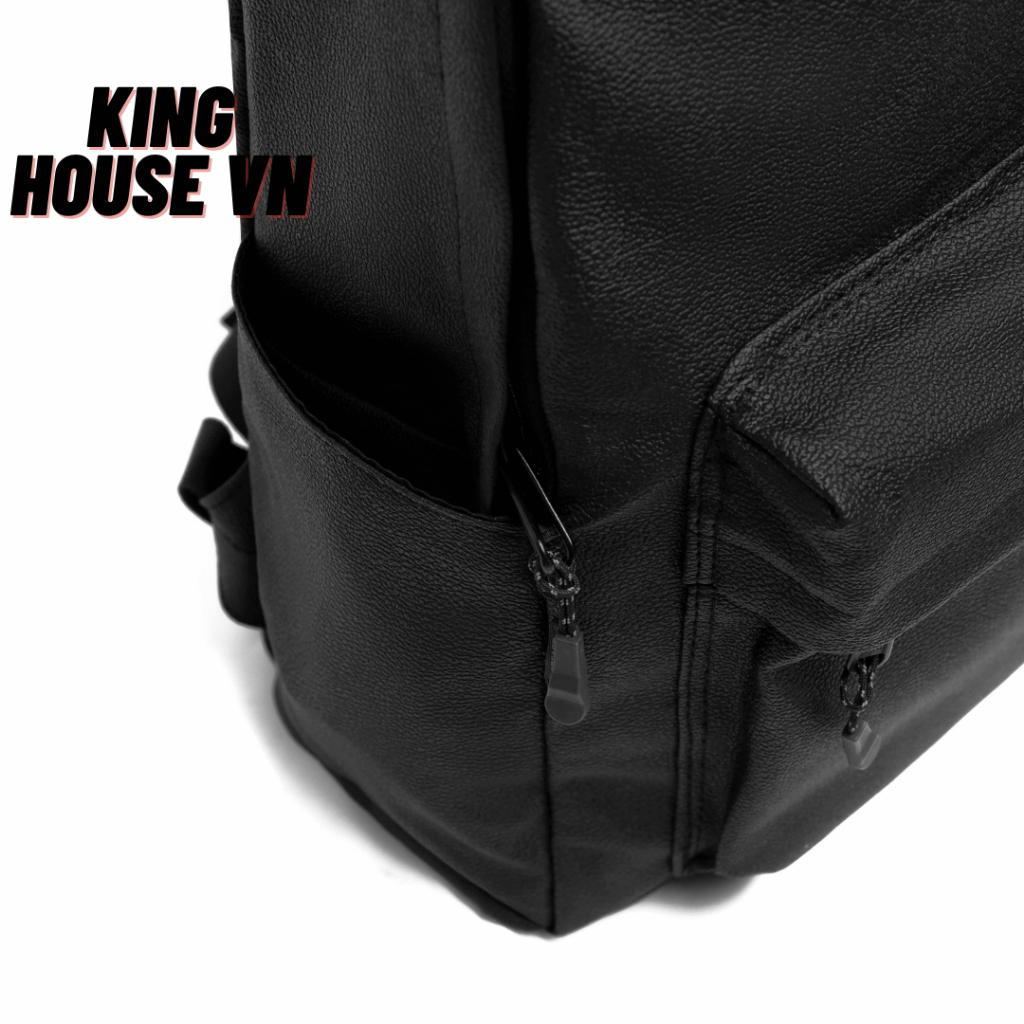 [VOUCHER 8%]Cặp Da Chống Nước Balo Thiêu CHữ King Màu Đen