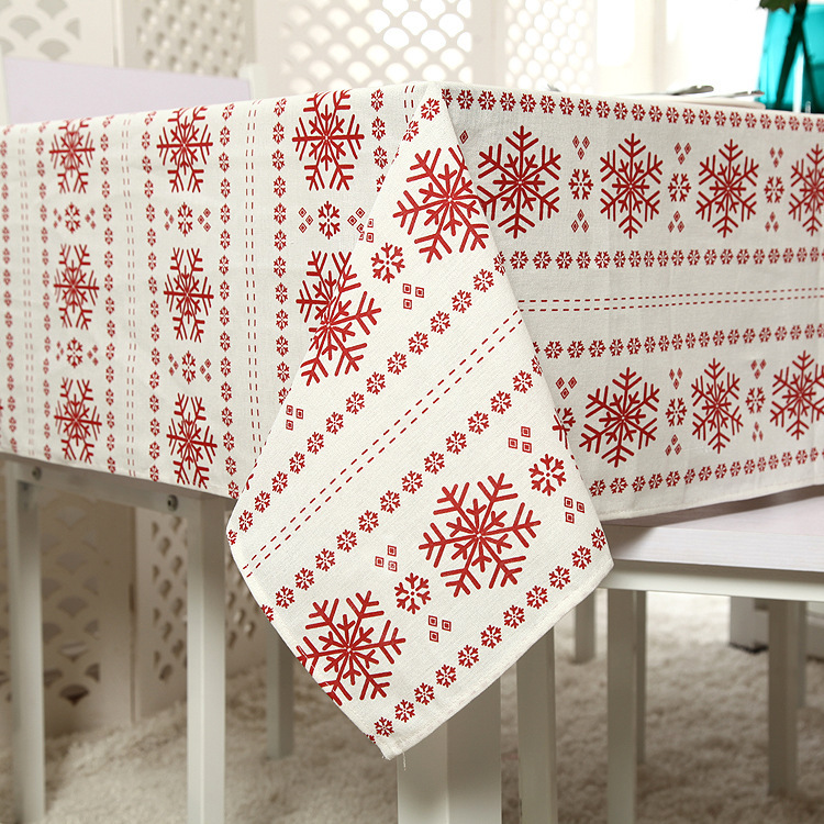 Đơn giản bông tuyết màu Đỏ Khăn trải bàn giáng sinh, trang trí ngày lễ, polyester cotton in Bàn trà Khăn trải bàn, khăn trải bàn ăn 140*300cm kích thước, 4/6/8 ghế Khăn trải bàn, khăn trải bàn cho các bên