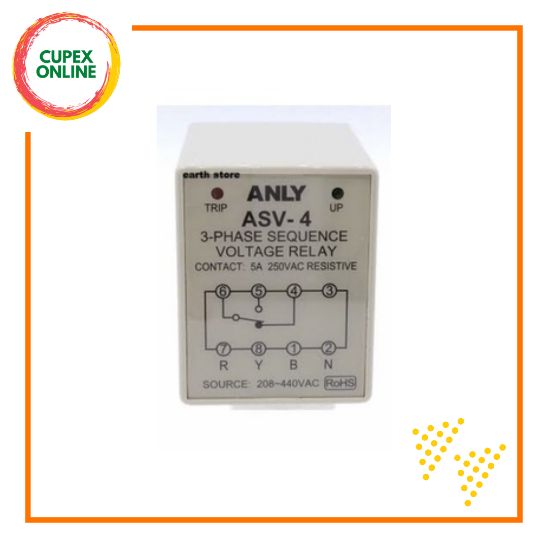 ANLY ASV4 Sequence Voltage Relay 3 Phase 4 Wire 8 Pin Lazada