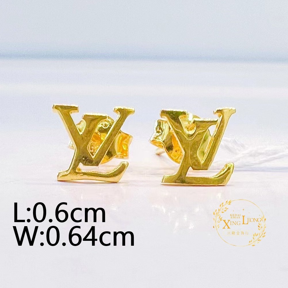 Xing Leong Gold 916 Plain Earring LV or Chanel Ins Design Lazada