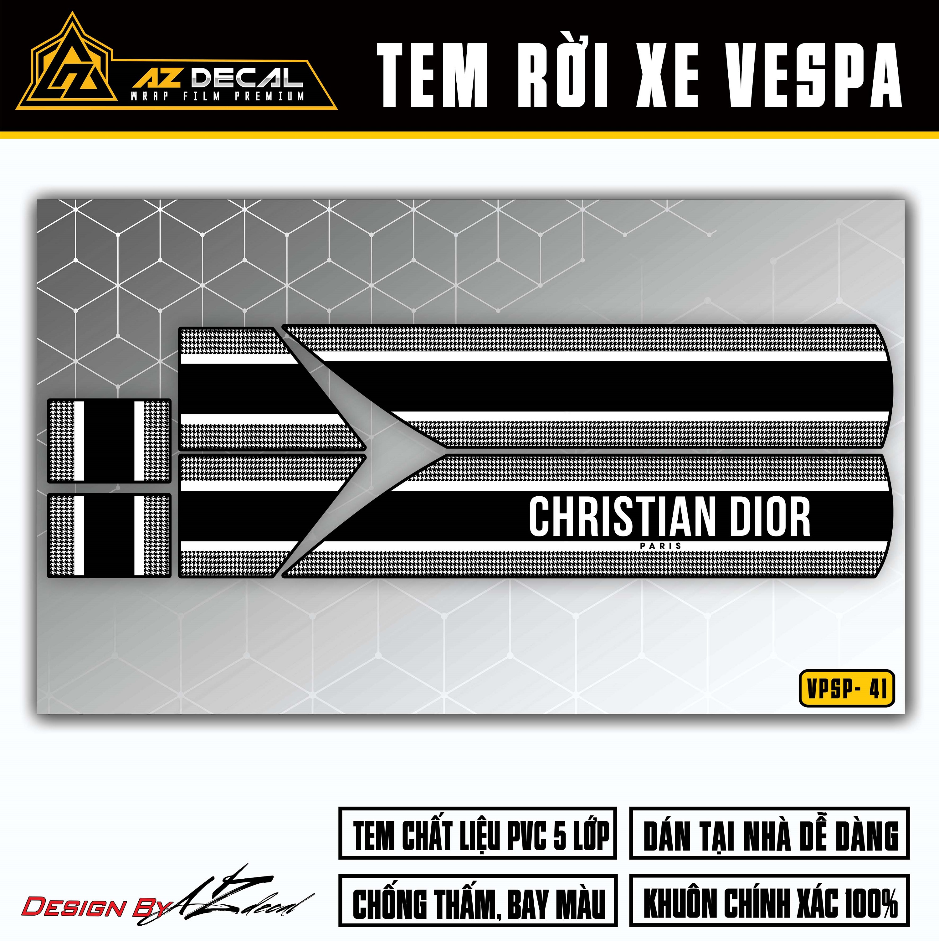 Tem Xe Vespa Sprint / Primavera Mẫu Christian Dior | VPSP41 | Decal Rời Cao Cấp, Dễ Dán, Chống Nước, Chống Phai