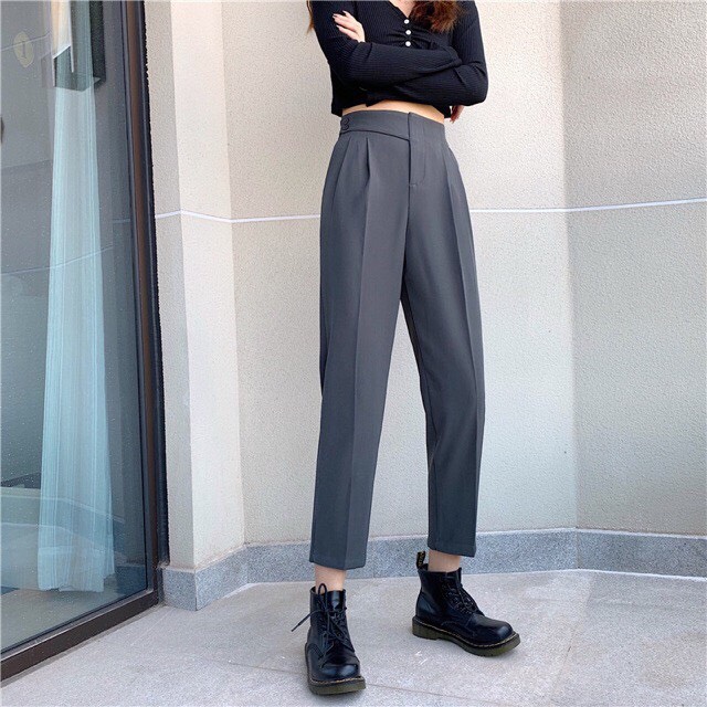 (HOT) Quần Baggy Cạp Cao 2 Cúc Lệch Siêu Đẹp .