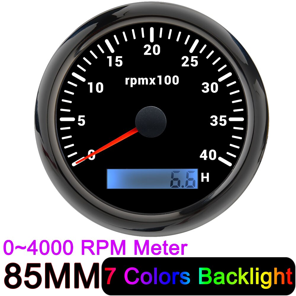 HD 85Mm Marine Tachometer Gauge LCD Tacho Digital Hour Meter 04000RPM