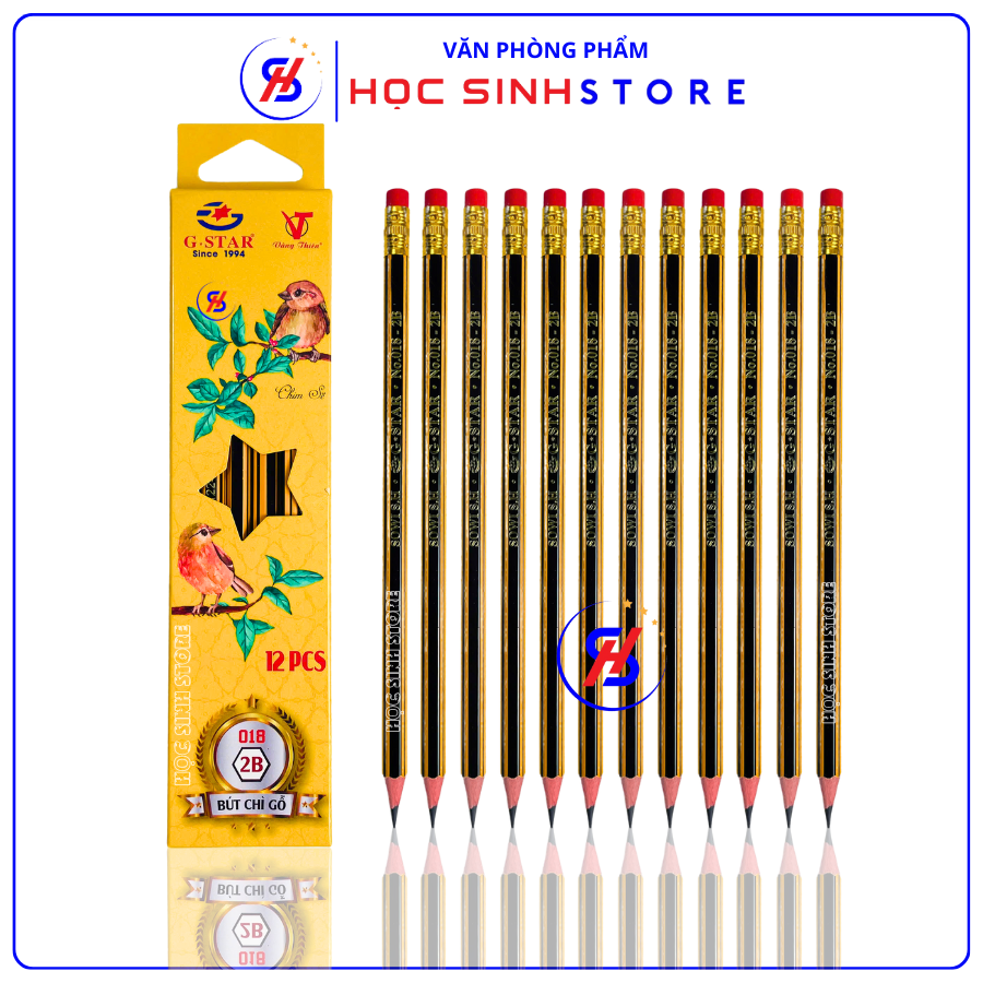 Hộp 12 Cây Bút Chì Gỗ 2B G Star No.018, Màu Chì Đậm, Chuốt Không Gãy - VPP Học Sinh Store