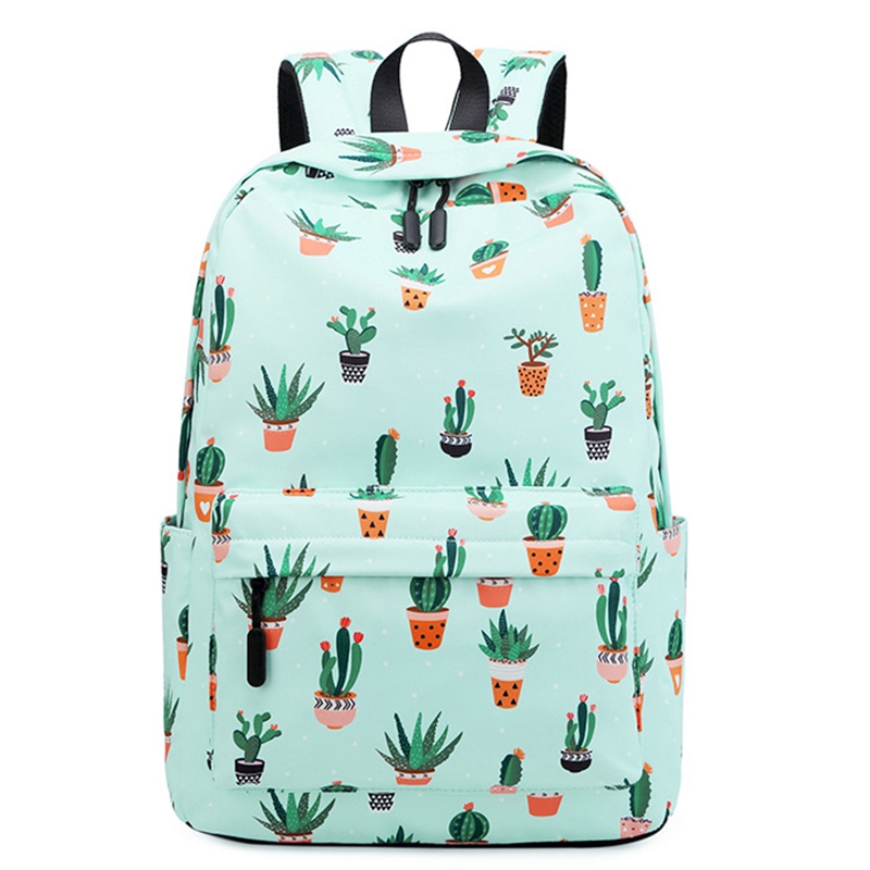 Waterproof Fairy Ball Plant Printing Backpack Women Cactus Bookbag Cute School Bag For Teenage Girls Kawaii Pink Green Knapsack Lazada Singapore