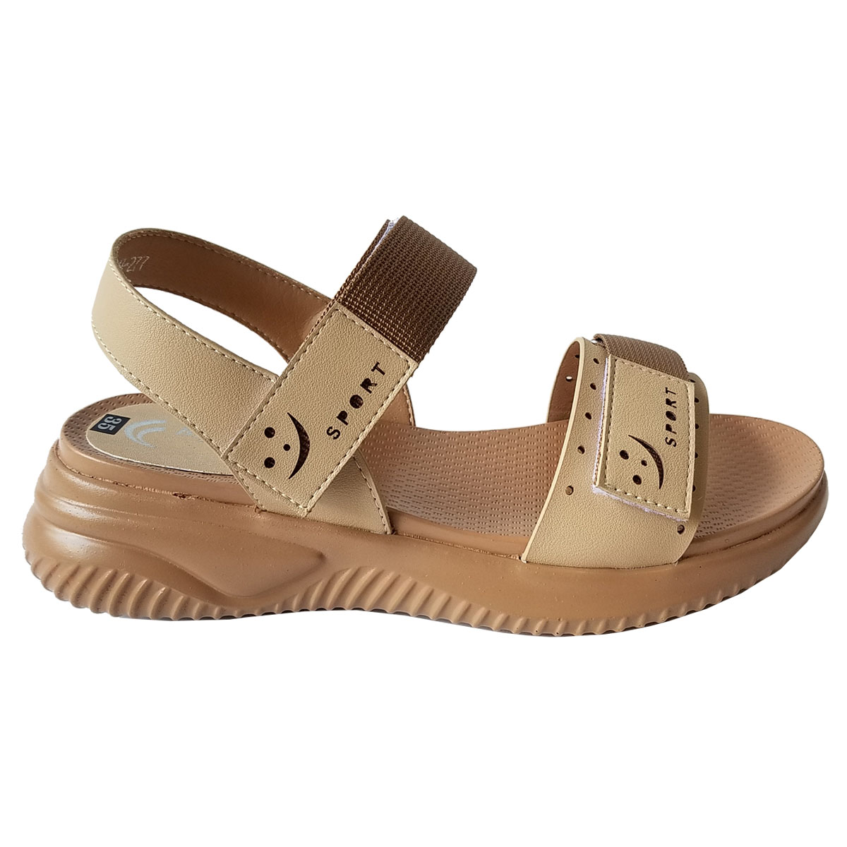 Giày sandal nữ da bò thật BIGBEN cao 4,5cm SDN85