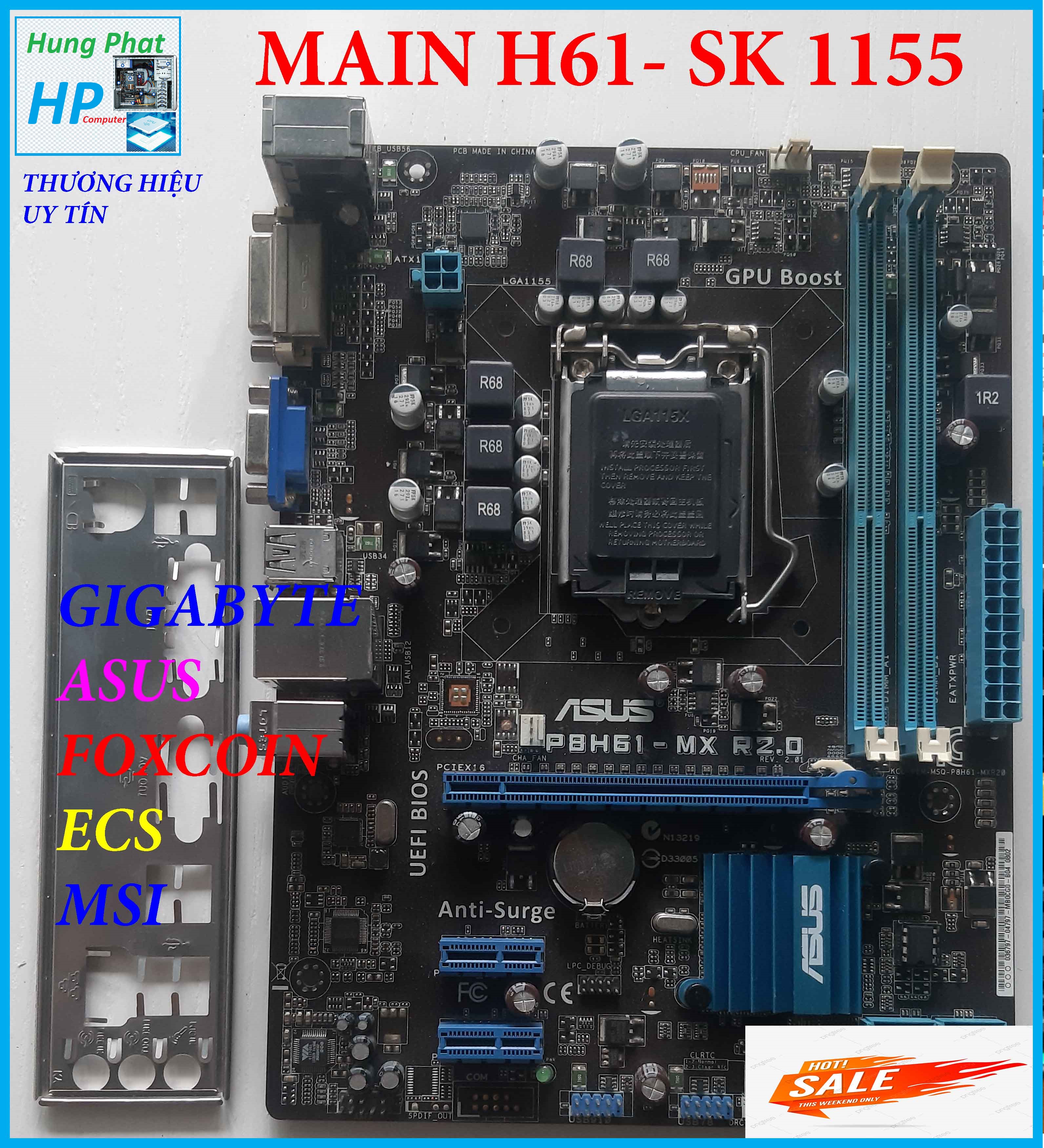 Thùng CPU , Thùng máy tính để bàn core i3 3xxx main h61, ddram3 4G, hdd 250g vga 2G chơi...