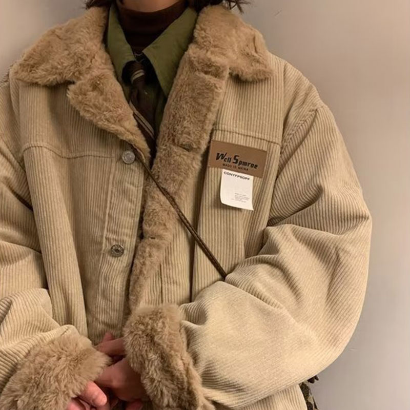 YAZHINIAO Cottoncoatmen'sjacketAmericanretrofashiontopwinterlambwoolcottoncoat
