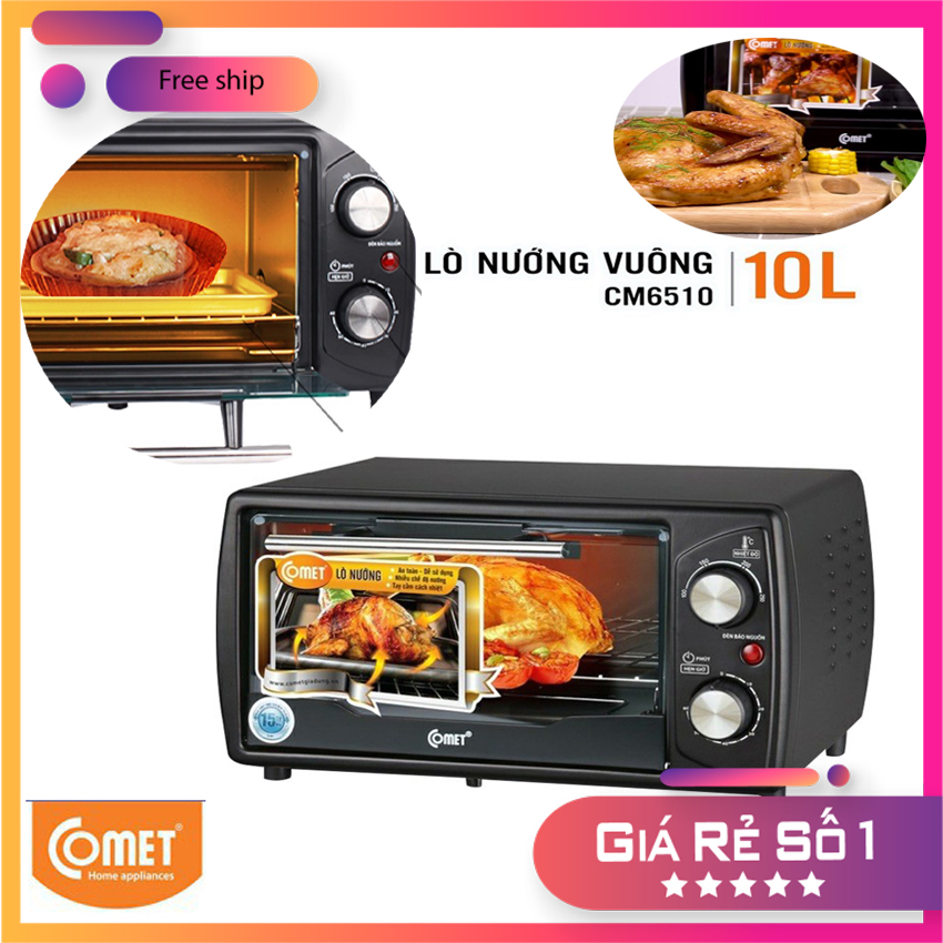 Lò Nướng Điện Đa Năng Comet CM6510 (10L) - Bếp nướng điện với 4 mức công suất nhiệt độ nướng khác nhau [Bảo Hành 12 Tháng]