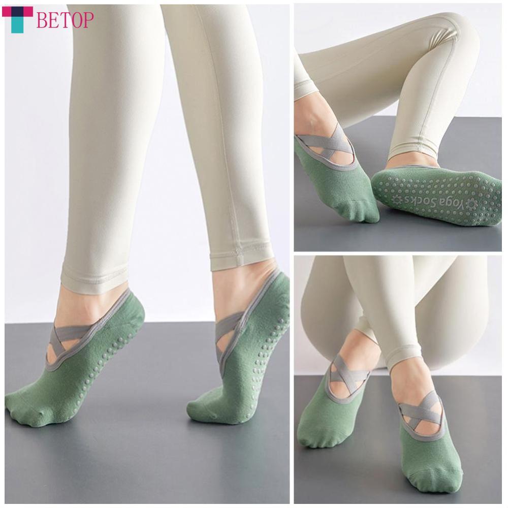 Yoga Socks Non-Slip Grips & Straps, Bandage Cotton Sock Ideal For