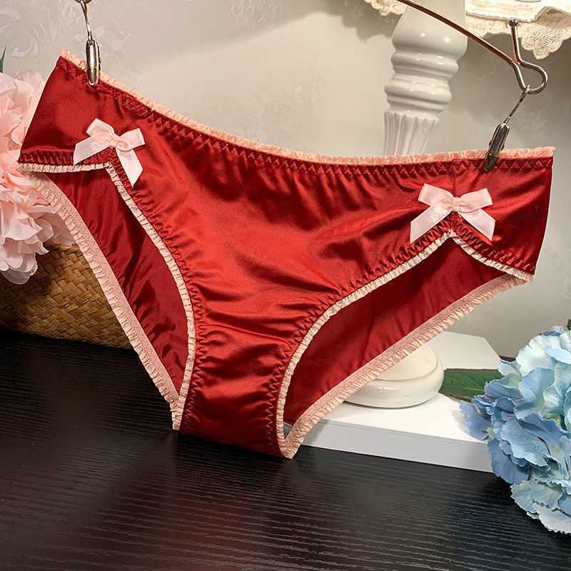 Quần lót nữ cao cấp quần lót lụa sexy lụa Pink Play đính nơ