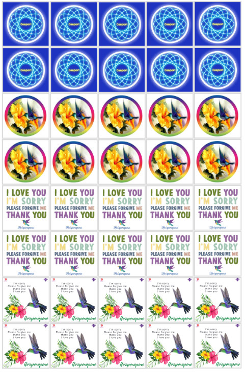 Set 40 Decal Thanh Tẩy 3.5*3.5 mixed (Ho'oponopono Cleaning Decal Sticker) cắt sẵn
