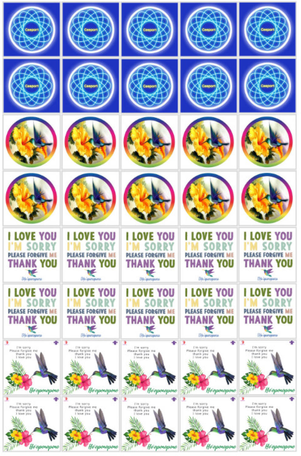 Set 40 Decal Thanh Tẩy 3.5*3.5 mixed (Ho'oponopono Cleaning Decal Sticker) cắt sẵn