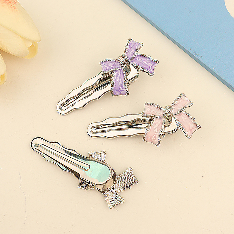 Korean Style Fashion Hair Clips Duckbill Clip Metal Bow Side Clip Bangs Clip Barrettes Girls Headwear For Women Hair Accessories ZHANGNA. 