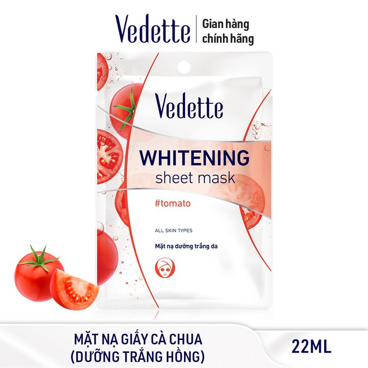 Mặt nạ giấy trắng da Vedette Cà Chua 22ml MNTD-CC-MM0022