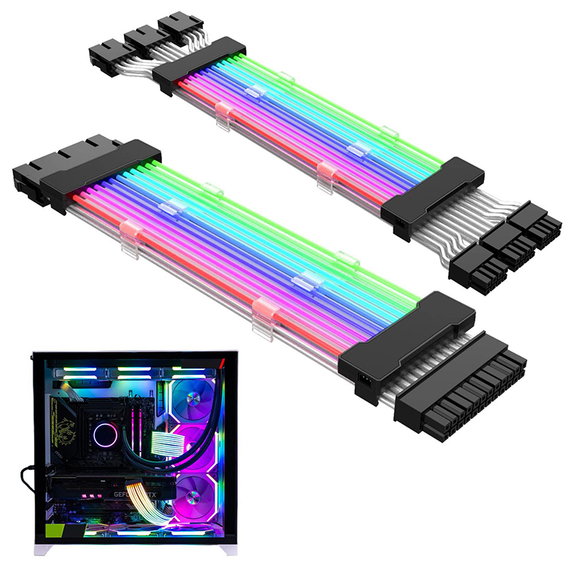 Graphics 8-Pin 62pin Rgb Glow Extension Cable Argb Neon Color Line Psu Power Supply 24 Pin Motherboard Extension Cable. 