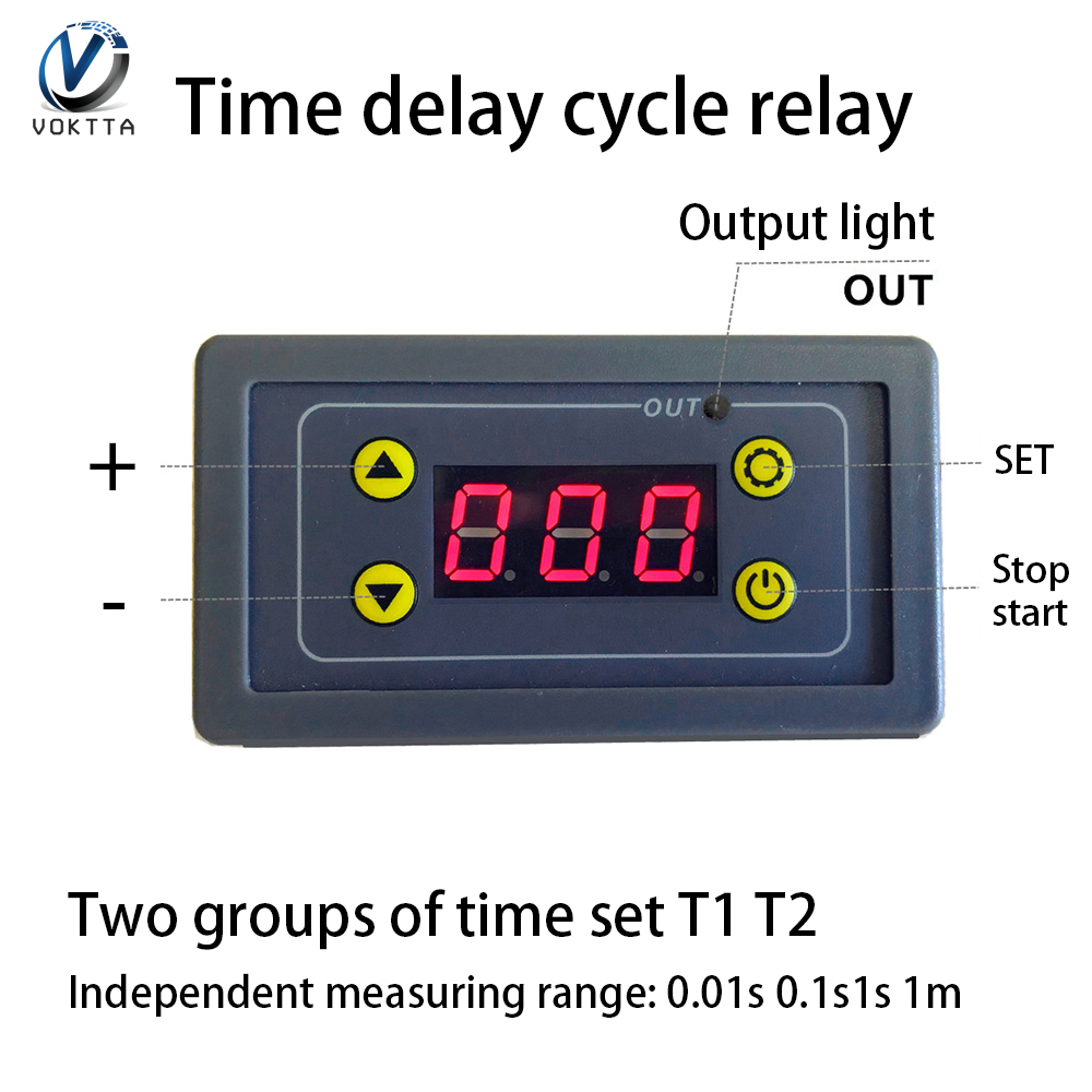 VOKTTA Rơle tác dụng chậm mô-đun 5V 12V 24V Rơle hẹn giờ 0.01S-999min Hẹn Giờ Kỹ Thuật Số chu kỳ chậm trễ mô-đun chuyển đổi AC 220V Power-off điều khiển