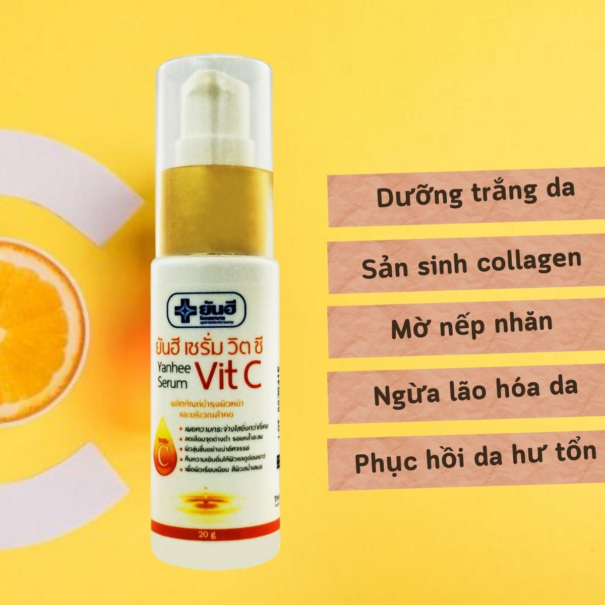 Serum trắng da, ngừa lão hóa Yanhee Serum Vit C kích thích sản sinh collagen, mờ nếp nhăn, phục hồi da hư tổn 20g
