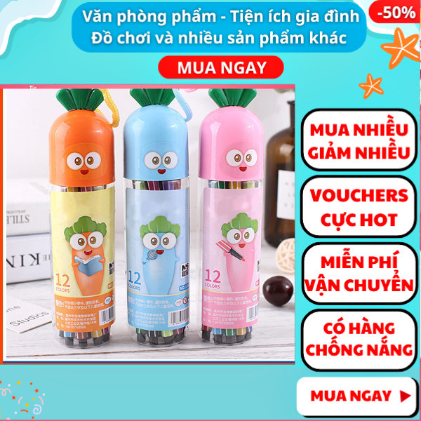 Bộ 12 bút lông màu vẽ cho bé cực dễ thương, tiện lợi, giá rẻ ,️ Bút màu ,️ Bút lông màu vẽ tranh ,️ Bút lông màu giá rẻ , đồ dùng học tập,️ Aplusmart