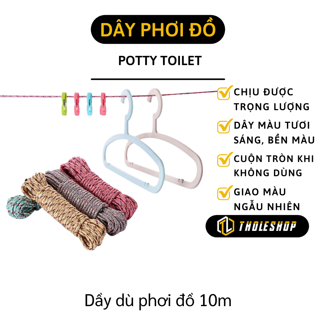 Dây phơi đồ thông minh - Cuộn dây dù phơi quần áo 10m - Cuộn dây cột lều trại, câu cá chịu lực lớn