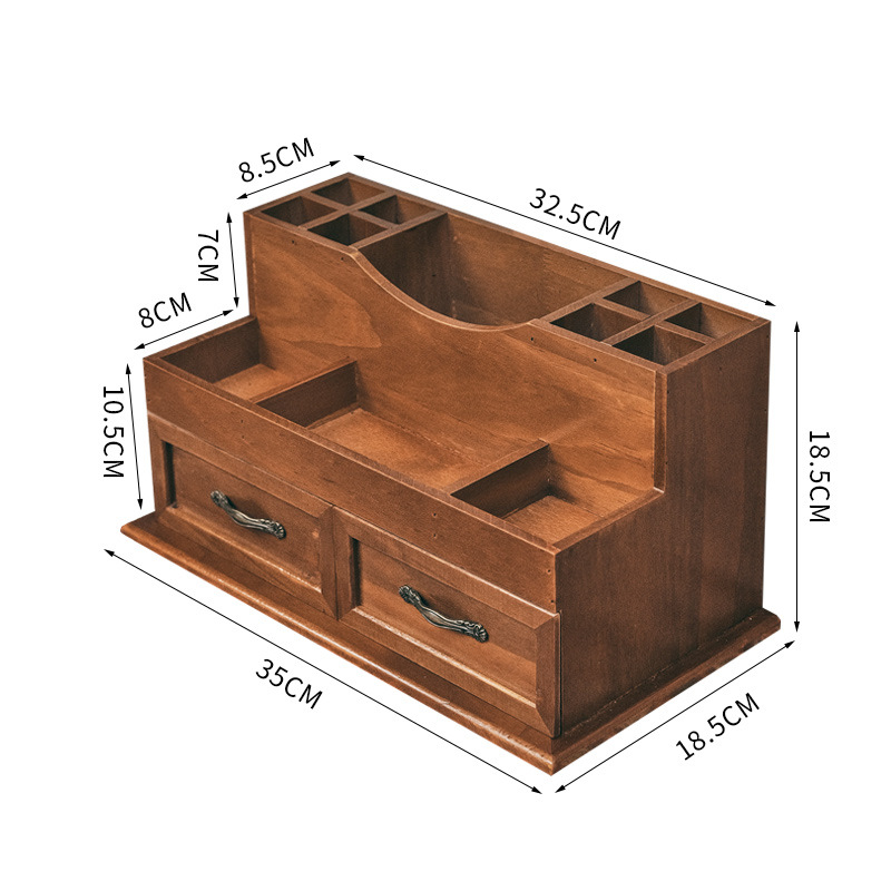 Solid wood office desktop storage cabinet, home cosmetics storage box, drawer style desk, stationery, and debris sorting box