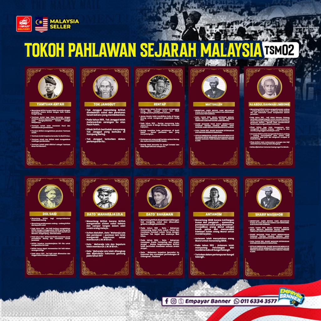 BANNER TOKOH PAHLAWAN SEJARAH MALAYSIA (SAIZ KECIL) | SET KECERIAN ...