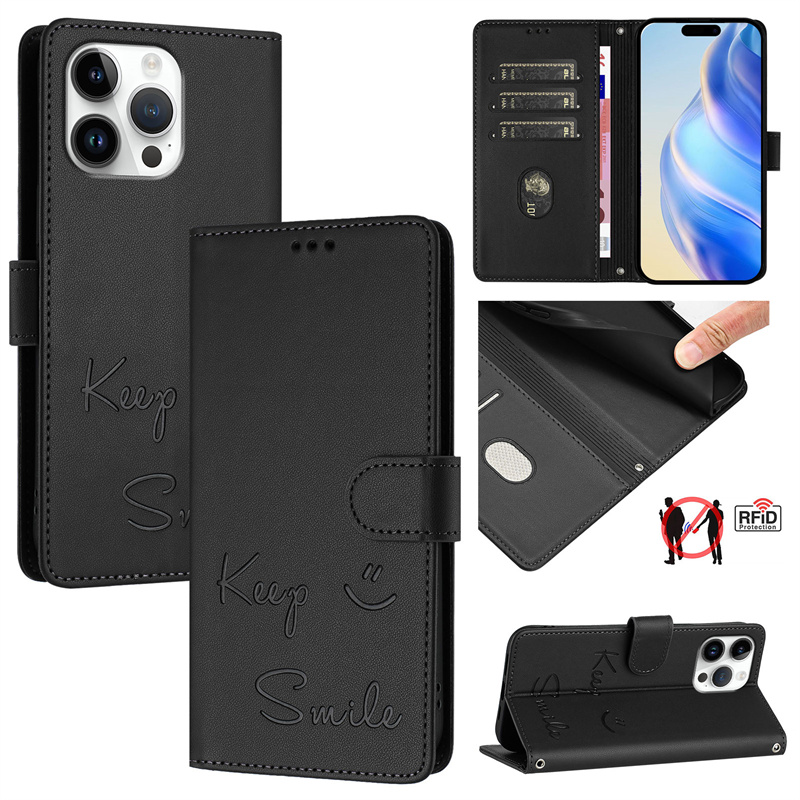 Phone case itel p38 p40 p55 plus Keep Smile Relief Pattern Phone Holder Flip Cover Back Cover itel vision 1 pro 3 5 Case.