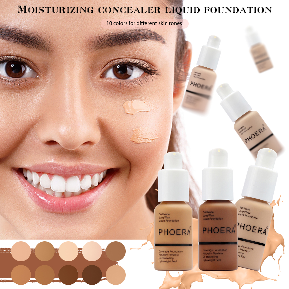 Aabeauty [100% Chính hãng] phoera Foundation Matte không thấm nước Kem che khuyết điểm kem nền dạng lỏng làm sáng Kem dưỡng ẩm