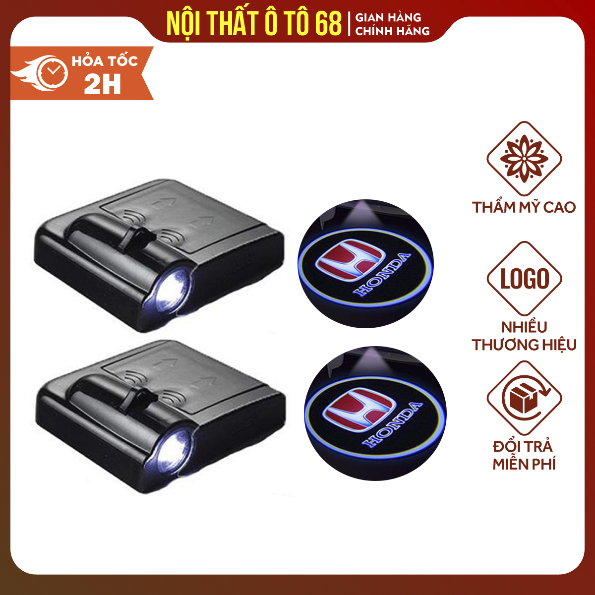 Đèn cảnh báo mở cửa chiếu Logo,  thương hiệu HONDA