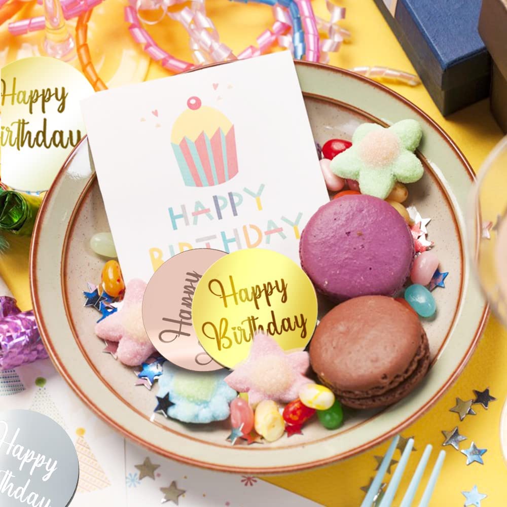Acrylic Cupcake Toppers Happy Birthday Cake Disc Mirror Acrylic Cake ...