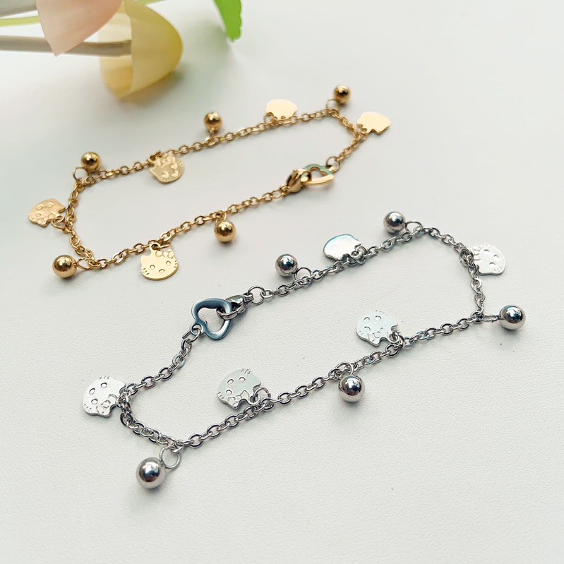 Vòng chân titan thép không gỉ, lắc chân inox kitty LC31