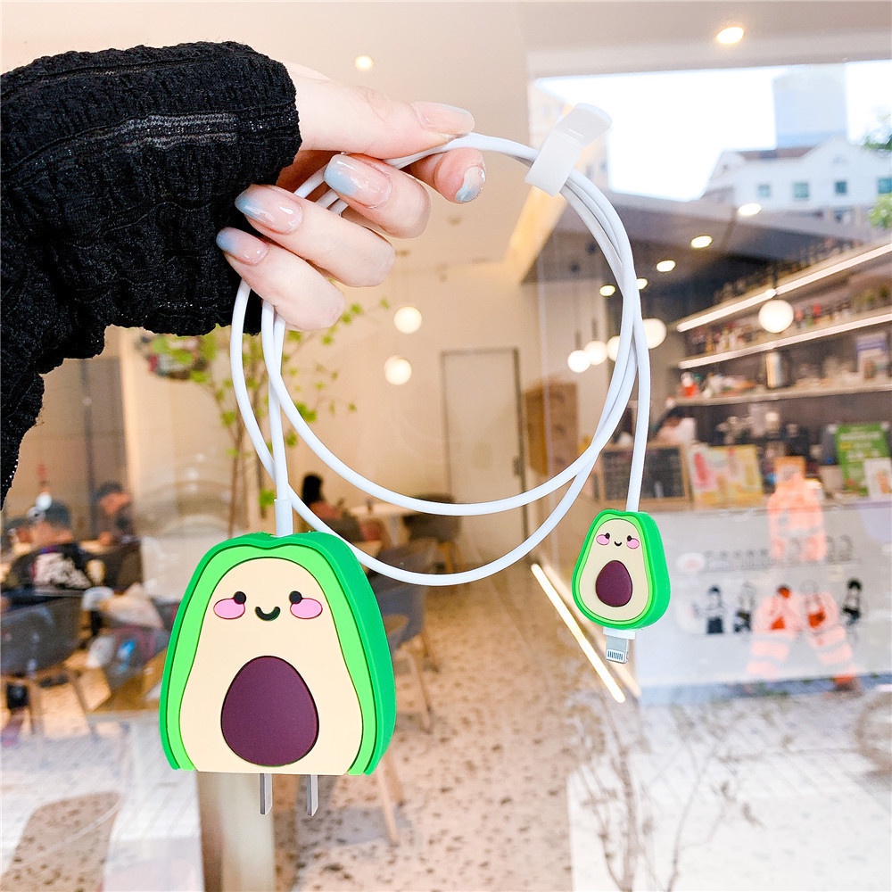 4pcs/set Charger Protector compatible with iPhone 18W/20W Cute Cartoon Soft Silicone Cord Protector Charging Cable Cover compatible with iPhone 13 12 Charger