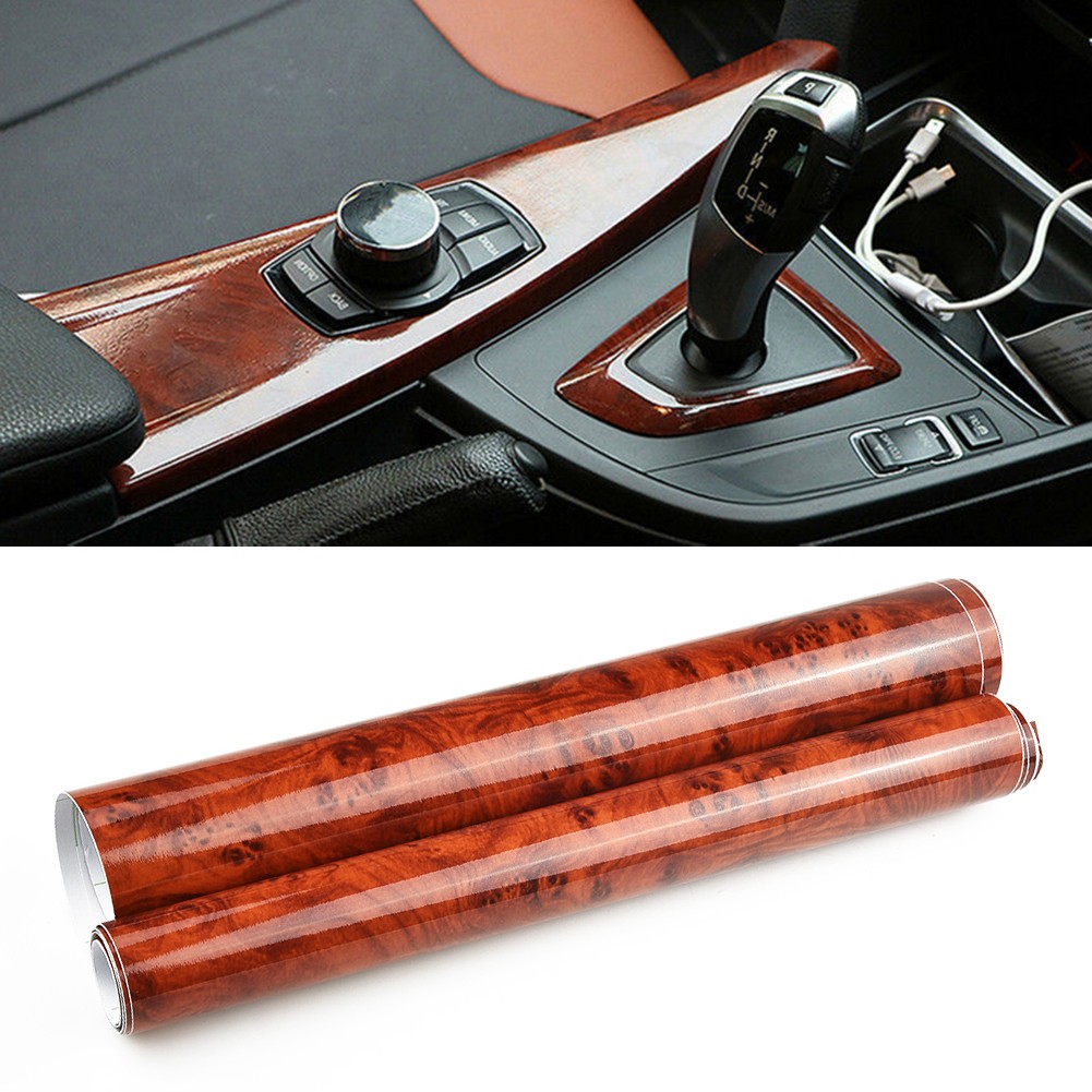 UK Home Car Interior Decors Waterproof Wood Grain Textured Vinyl Wrap Sticker